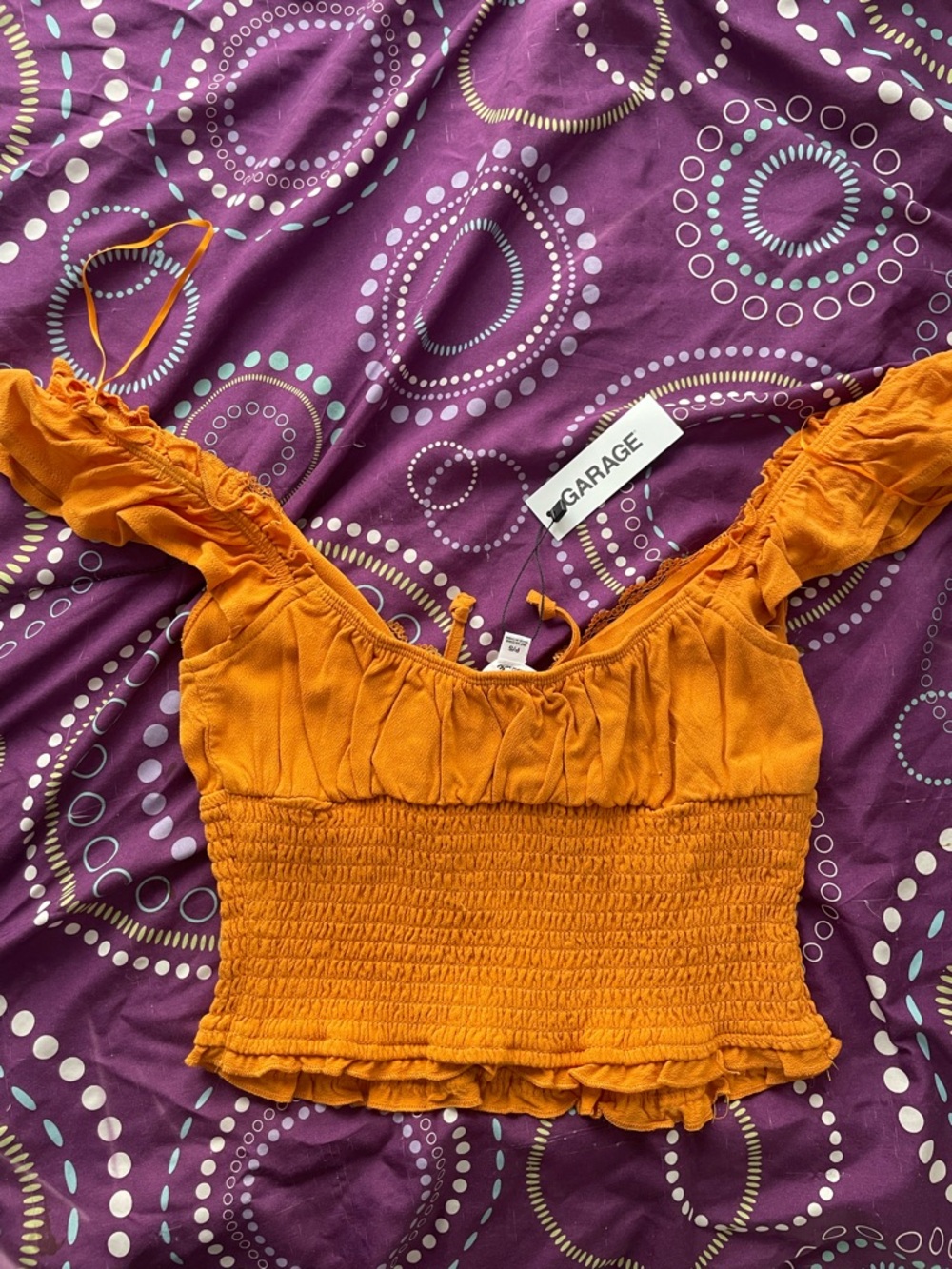 Garage Smocked Ruffle Crop Top - Picture 3 of 3